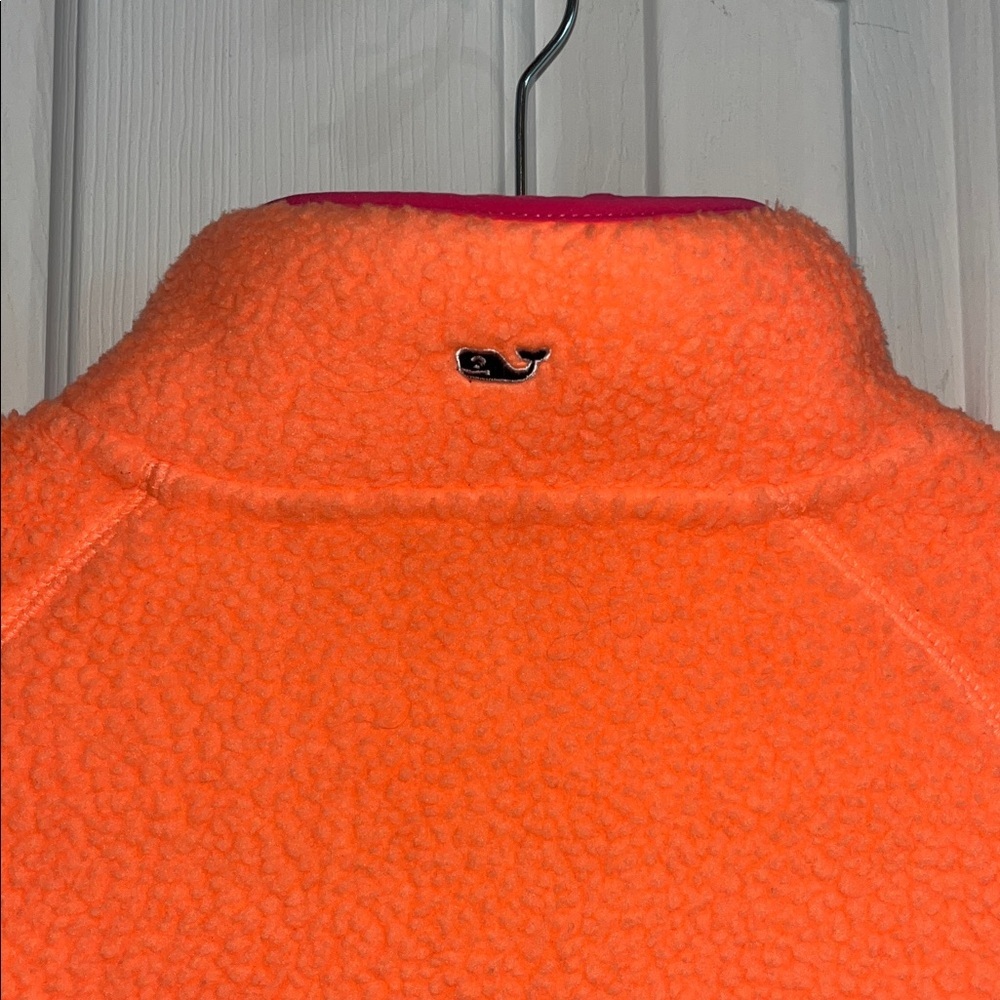 Vineyard Vines Neon Orange Sherpa with Hot Pink Trim size M - Picture 5 of 9